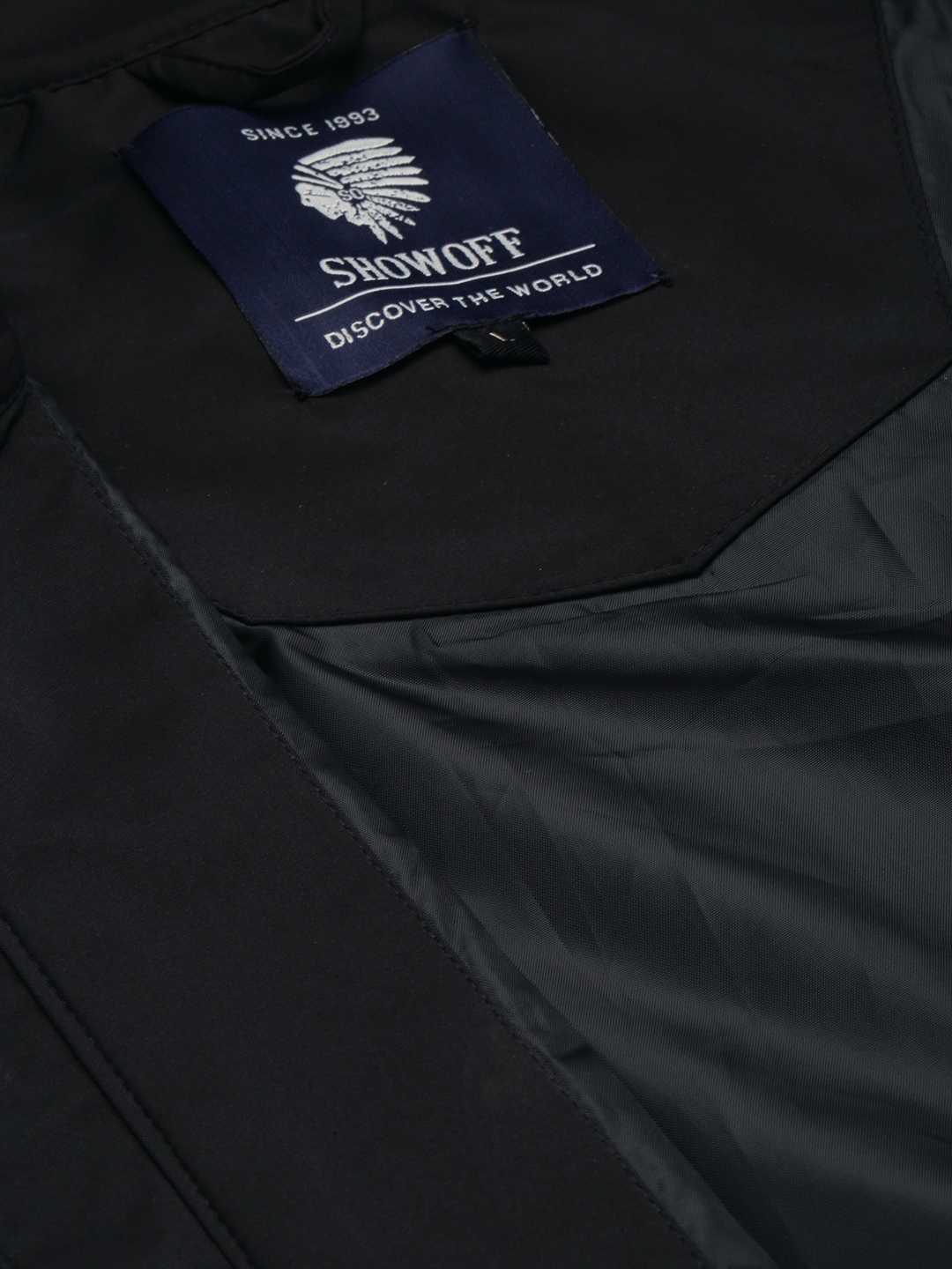 Showoff | SHOWOFF Men's Mock Collar Solid Black Open Front Jacket 6