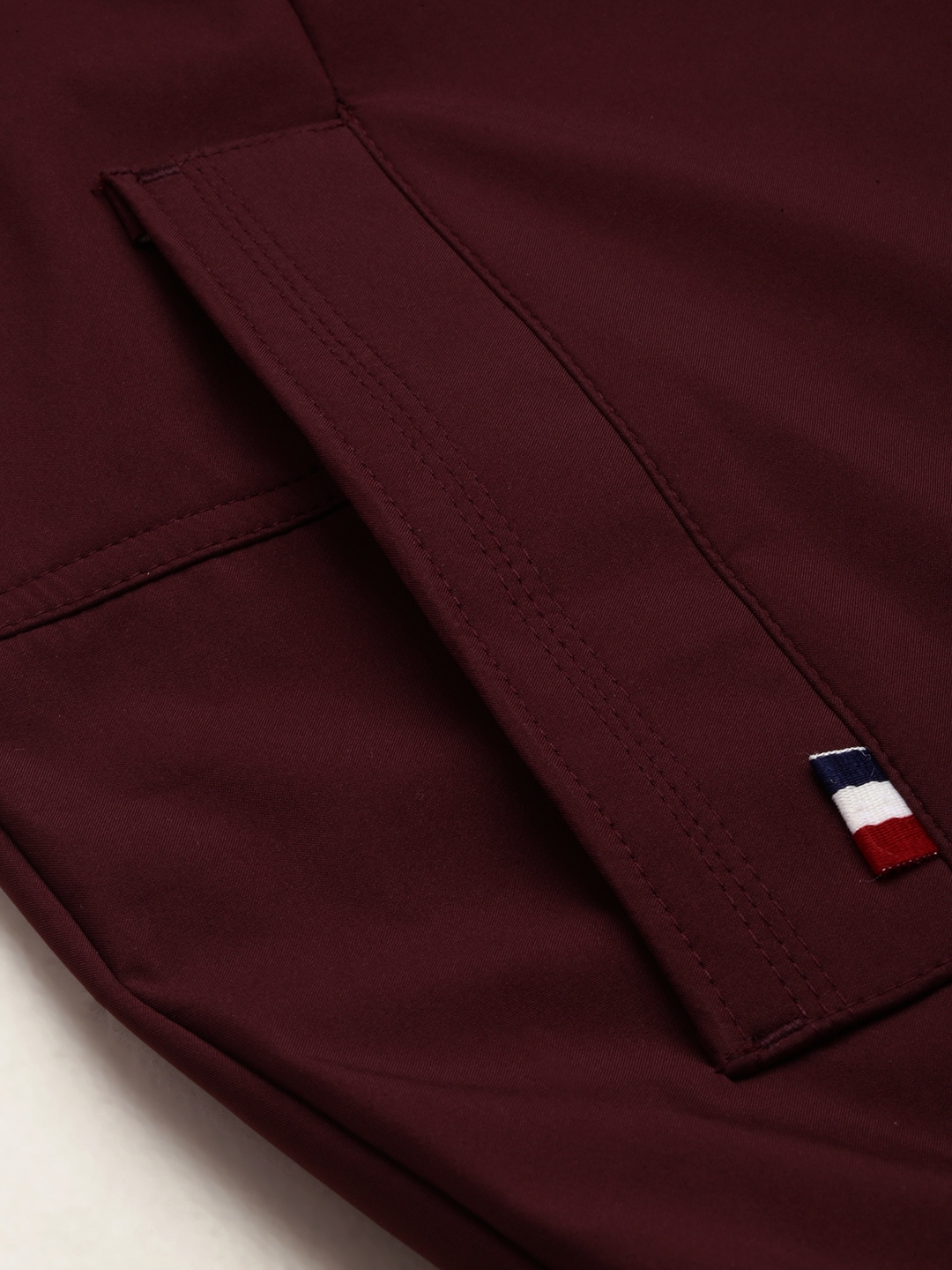 Showoff | SHOWOFF Men's Mock Collar Solid Burgundy Open Front Jacket 7