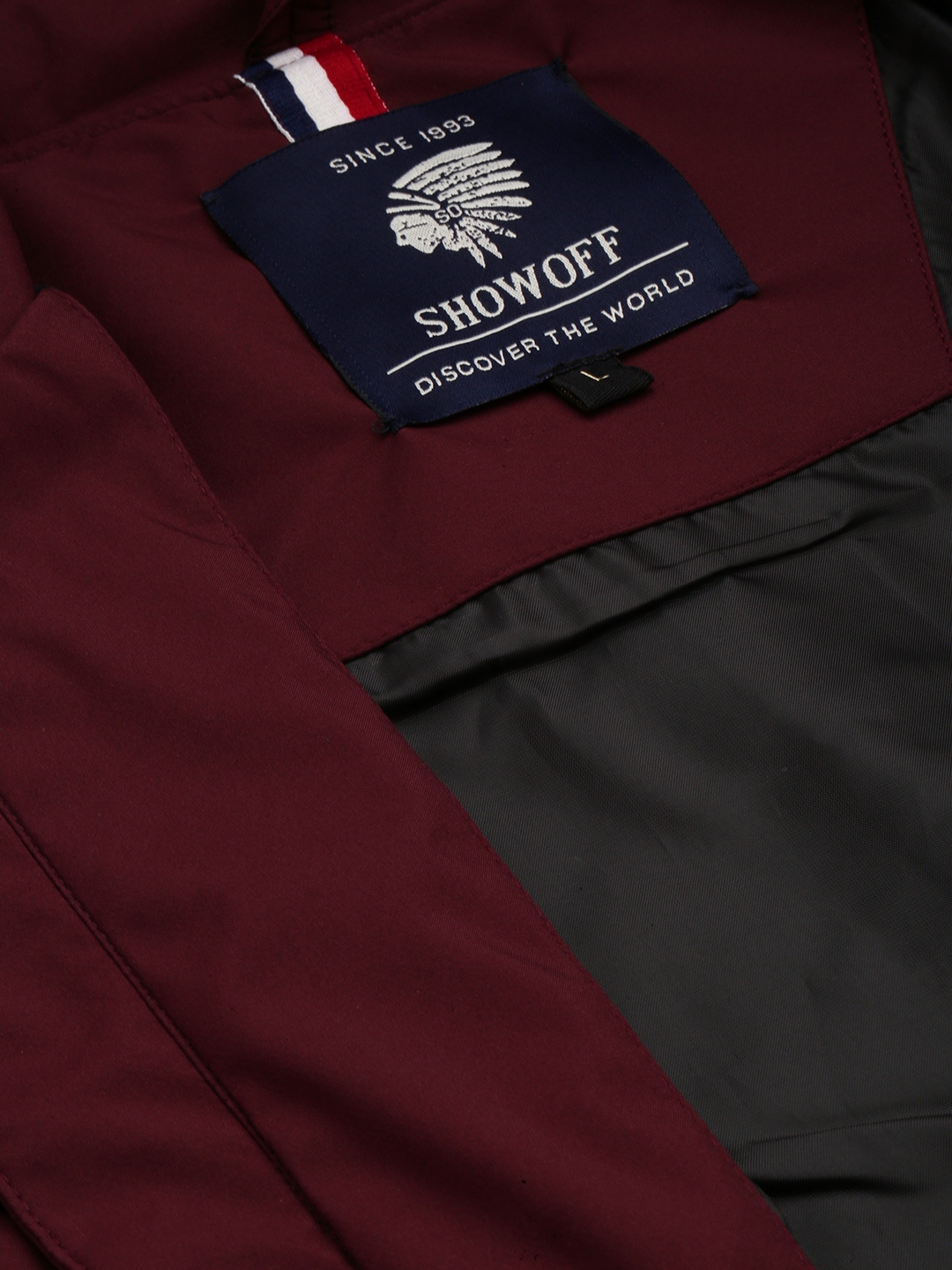 Showoff | SHOWOFF Men's Mock Collar Solid Burgundy Open Front Jacket 6