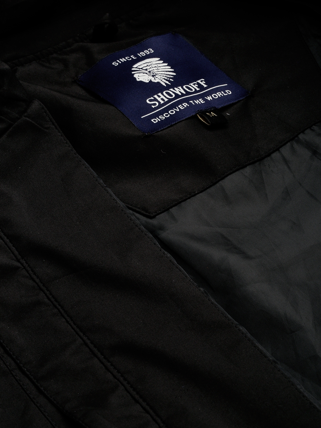 Showoff | SHOWOFF Men's Mock Collar Solid Black Open Front Jacket 6