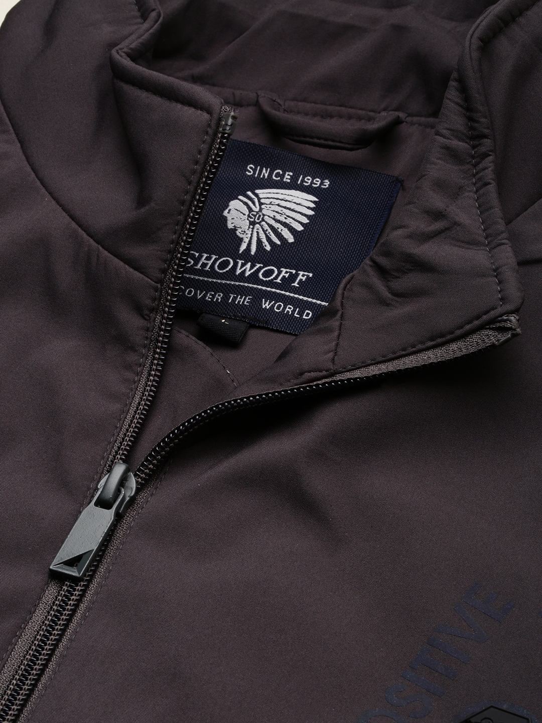 Showoff | SHOWOFF Men's Mock Collar Solid Grey Open Front Jacket 5