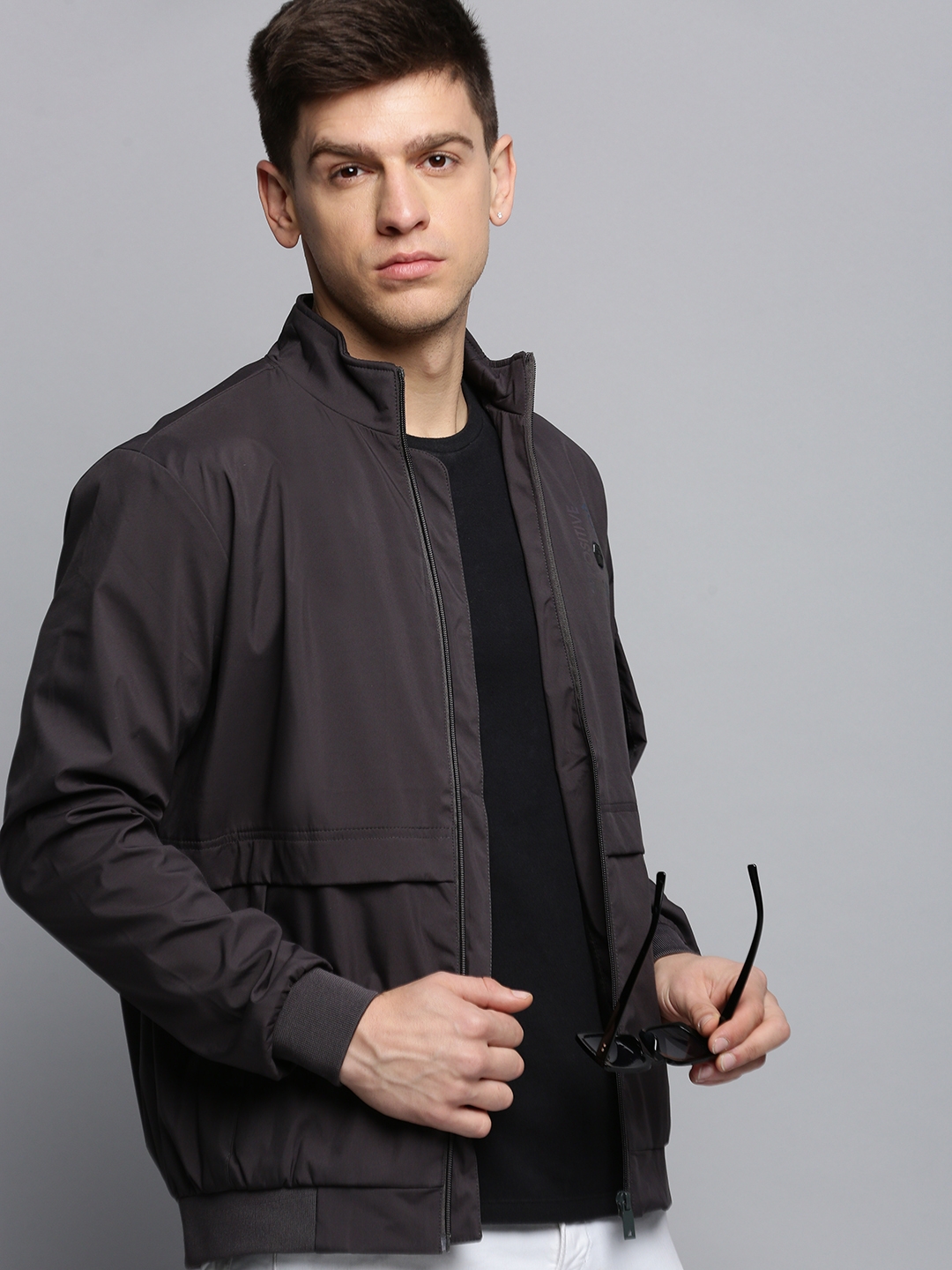 Buy Slim Fit Zip-Front Jacket with Mock Collar Online at Best Prices in  India - JioMart.