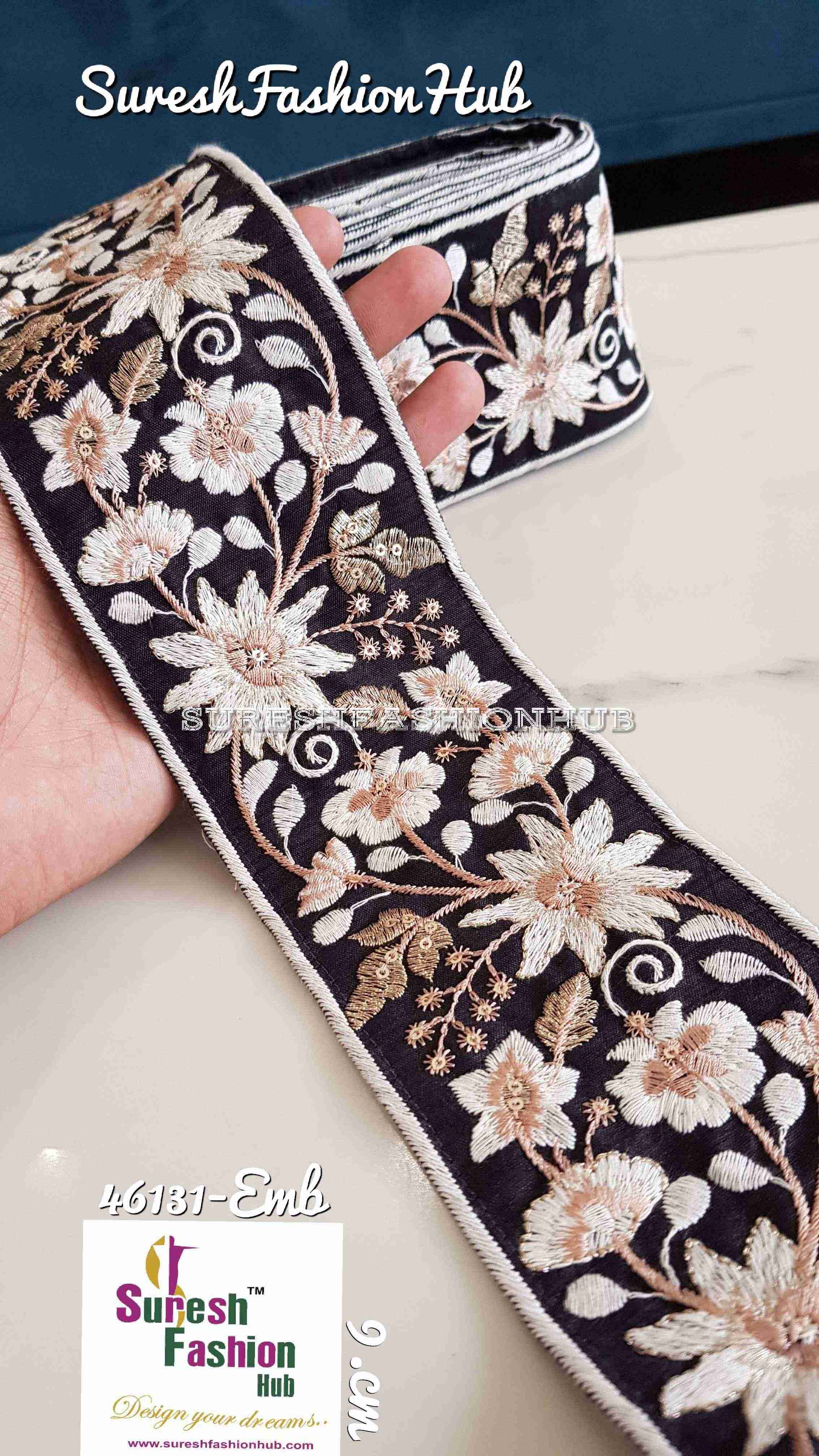 Floral Fantasy Black Designer Trim