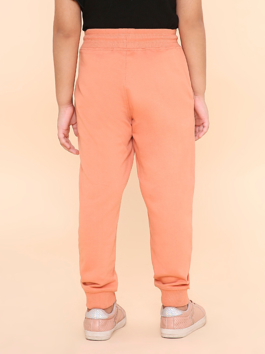 Girls Solid Sweatpant - Peach