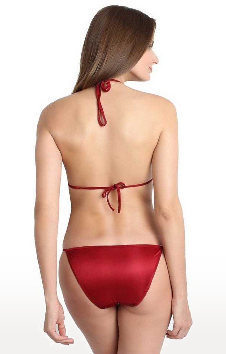 SUJUKA | Sujuka Solid Women Bikini Red Swimsuit
 2