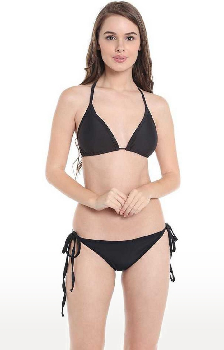 SUJUKA | Sujuka Solid Women Bikini Black Swimsuit

 0