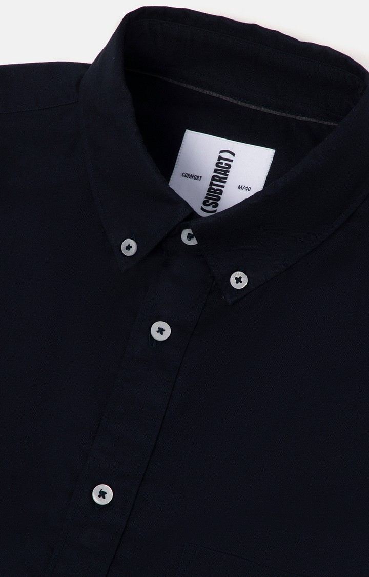 SUBTRACT-Casual Oxford Shirt in Navy- Comfort Fit