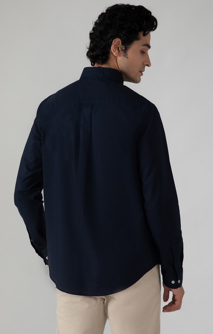 SUBTRACT-Casual Oxford Shirt in Navy- Comfort Fit