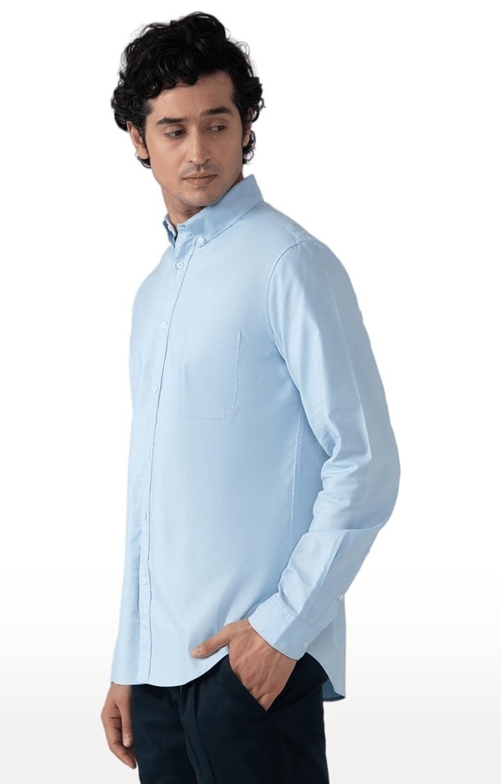 Men's Casual Oxford Shirt in Sky Blue Comfort Fit