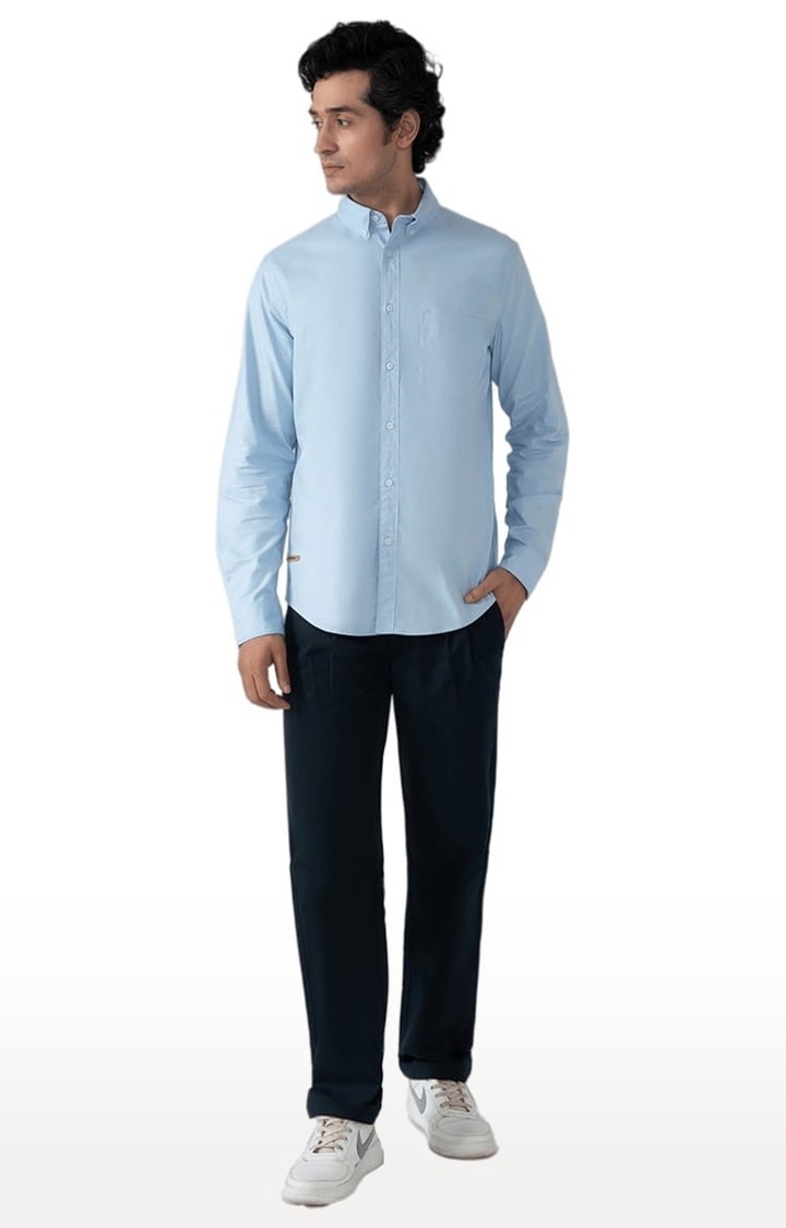 Men's Casual Oxford Shirt in Sky Blue Comfort Fit