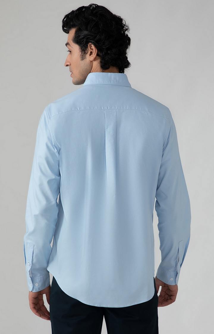 SUBTRACT-Casual Oxford Shirt in Sky Blue- Comfort Fit