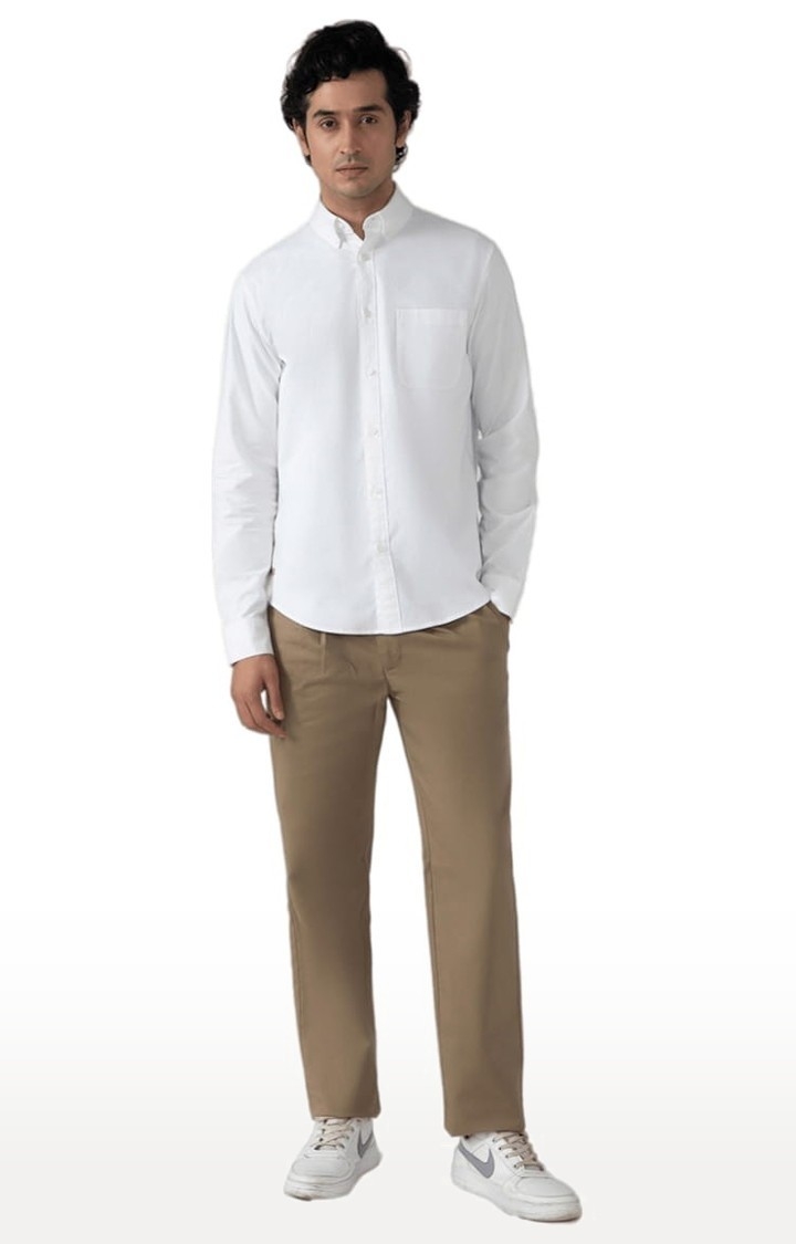 Men's Casual Oxford Shirt in White Comfort Fit