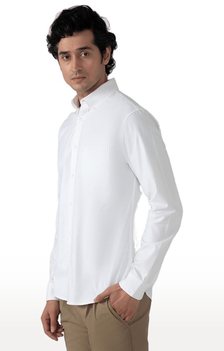 Men's Casual Oxford Shirt in White Comfort Fit