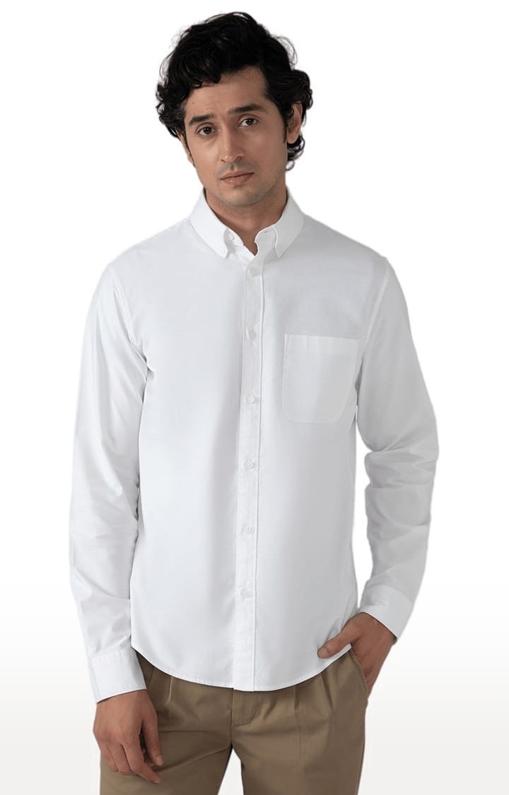 (SUBTRACT) | Men's Casual Oxford Shirt in White Comfort Fit
