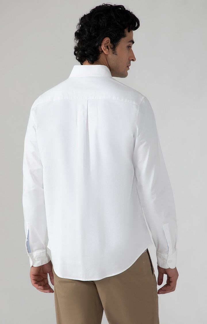 SUBTRACT-Casual Oxford Shirt in White- Comfort Fit