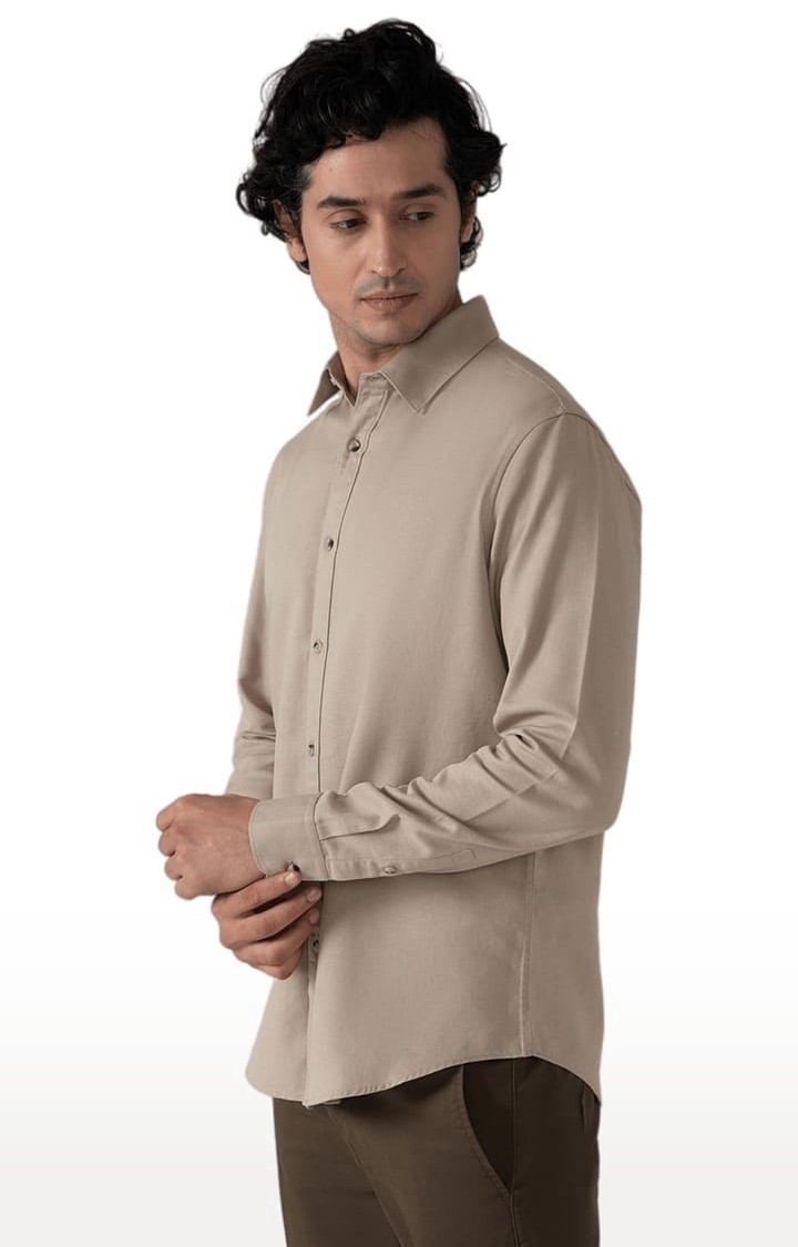 Men's All Day Casual Linen Shirt in Khaki Comfort Fit