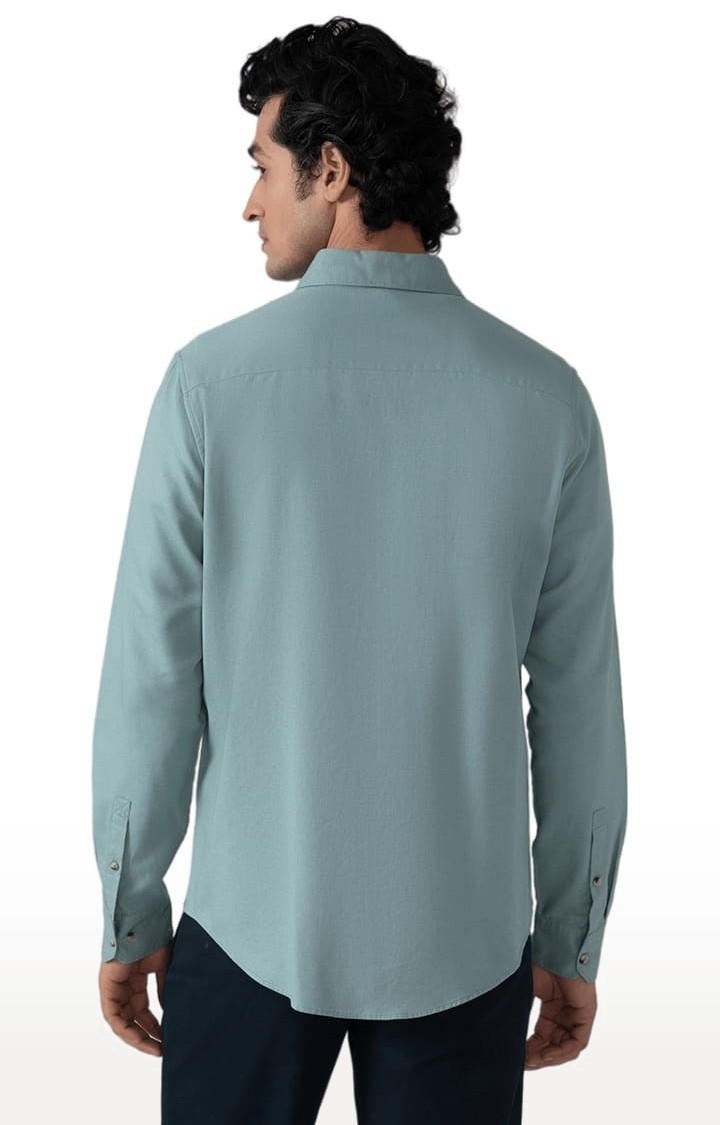 Men's All Day Casual Linen Shirt in Sea Green Comfort Fit