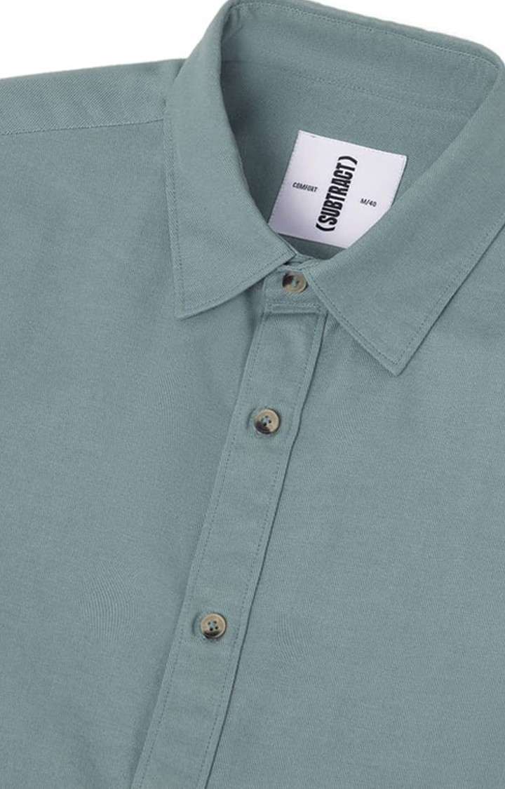 Men's All Day Casual Linen Shirt in Sea Green Comfort Fit