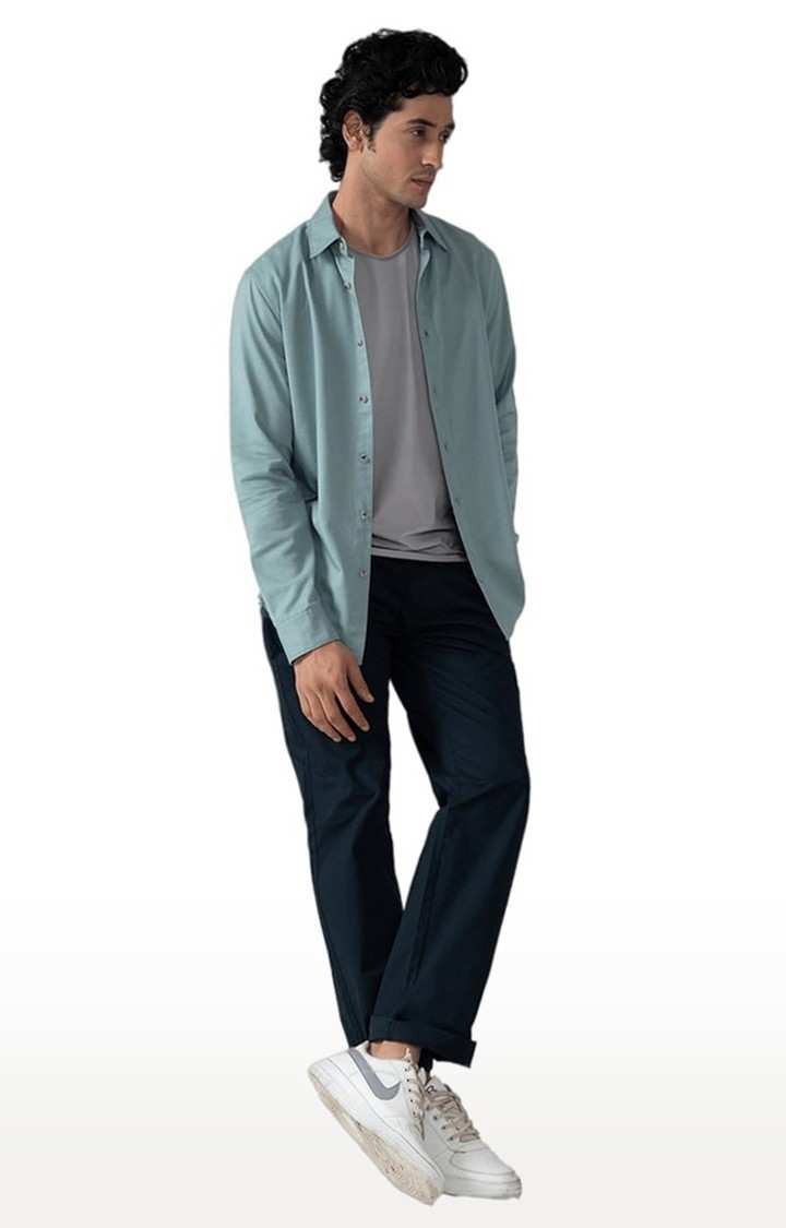 Men's All Day Casual Linen Shirt in Sea Green Comfort Fit