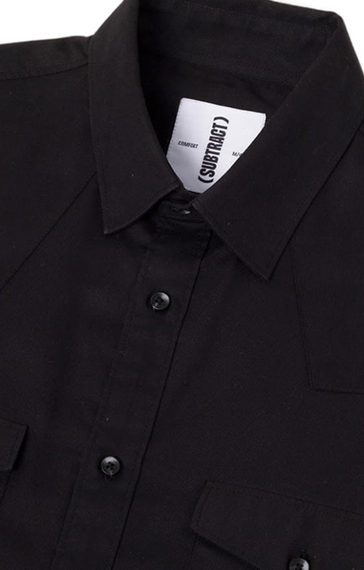 (SUBTRACT) | Men's Cargo Twill Shirt in Raven Black Comfort Fit 4
