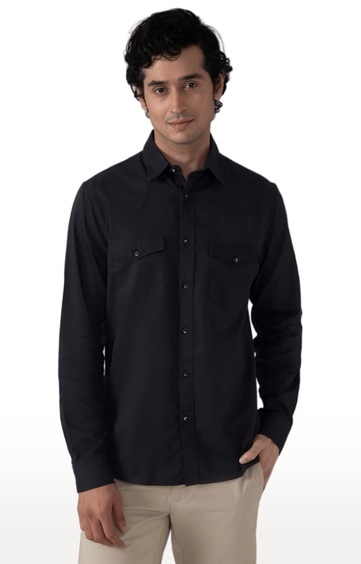 (SUBTRACT) | Men's Cargo Twill Shirt in Raven Black Comfort Fit