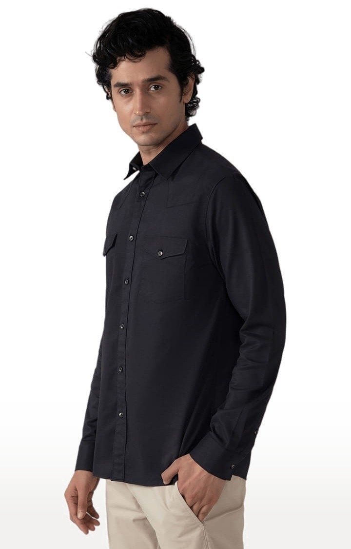 (SUBTRACT) | Men's Cargo Twill Shirt in Raven Black Comfort Fit 2