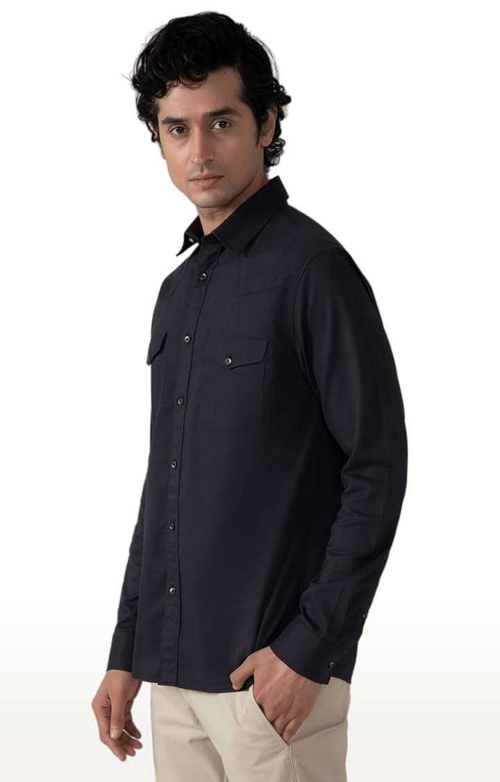 Men's Cargo Twill Shirt in Raven Black Comfort Fit