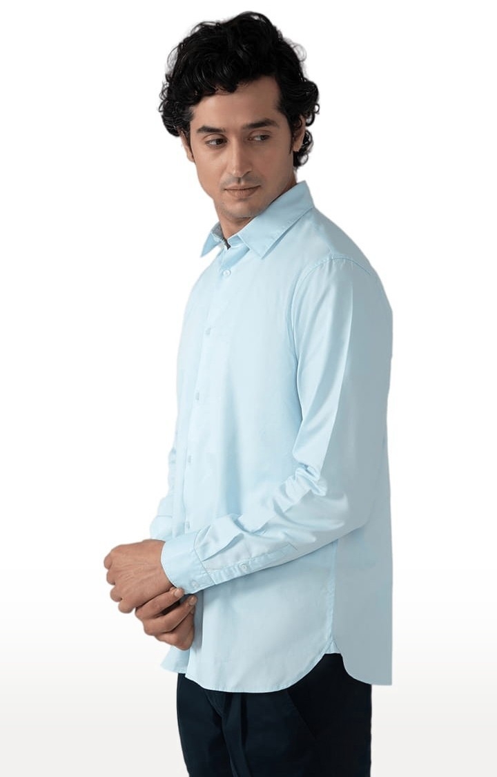 Men's Cotton Tencel Shirt in Sky Blue Comfort fit