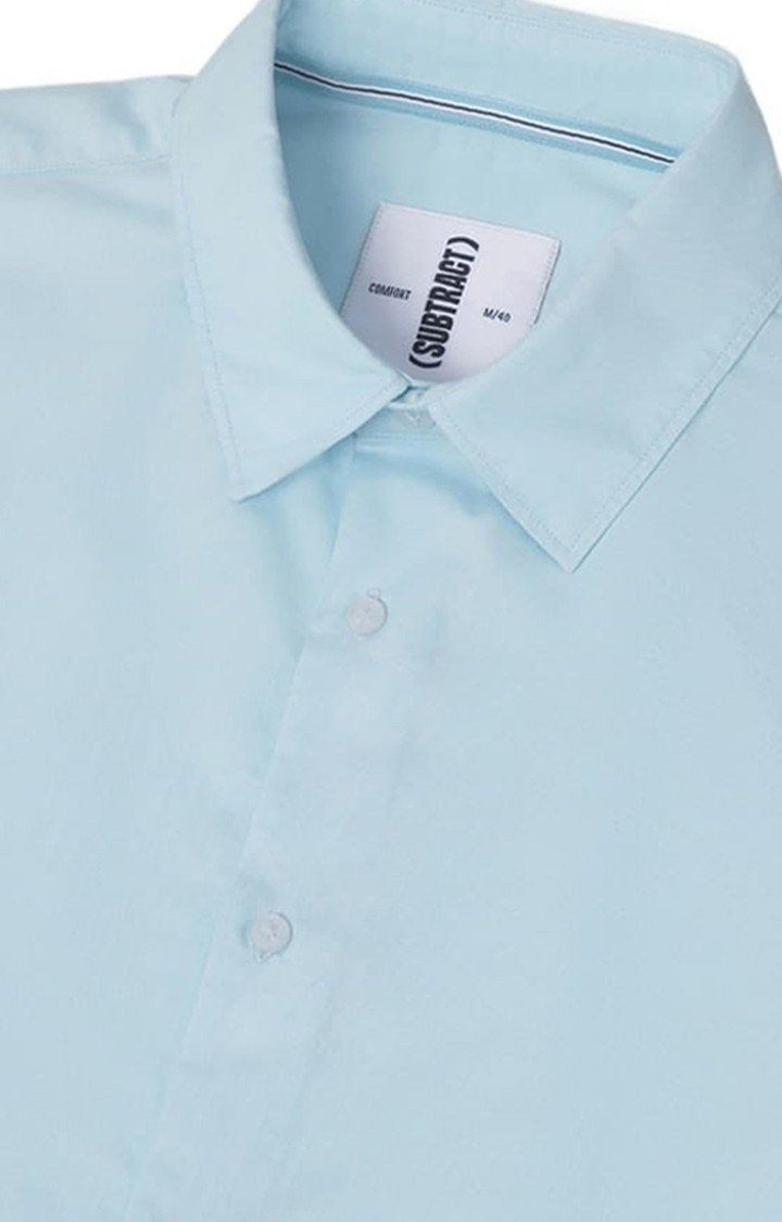 Men's Cotton Tencel Shirt in Sky Blue Comfort fit