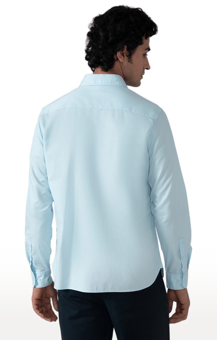 Men's Cotton Tencel Shirt in Sky Blue Comfort fit