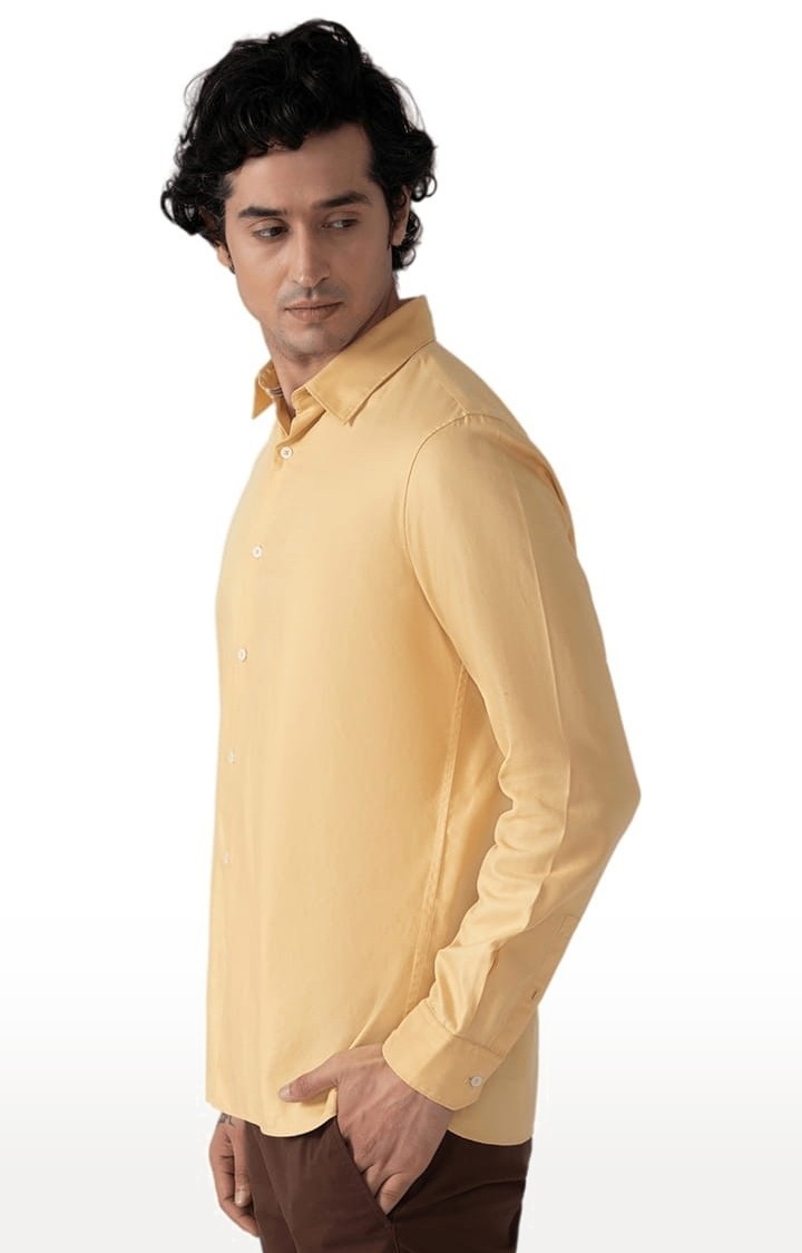Men's Cotton Tencel Shirt in Tuscany Yellow Comfort Fit