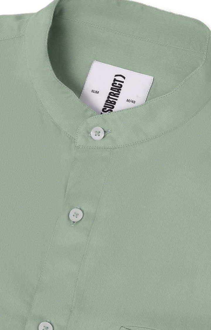 Men's Cotton Tencel Shirt in Mint Green Slim Fit