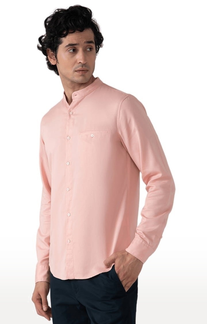 Men's Cotton Tencel Shirt in Pink Slim Fit
