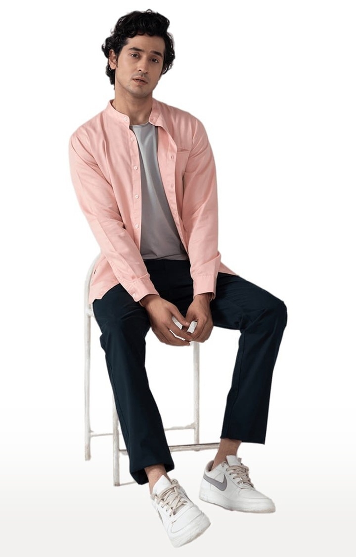 Men's Cotton Tencel Shirt in Pink Slim Fit