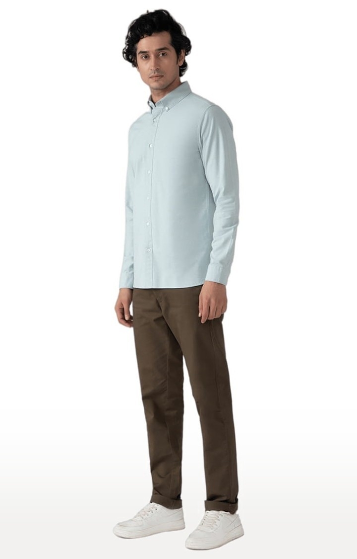 Men's Yarn Dyed Oxford Shirt in Mint Green Slim Fit