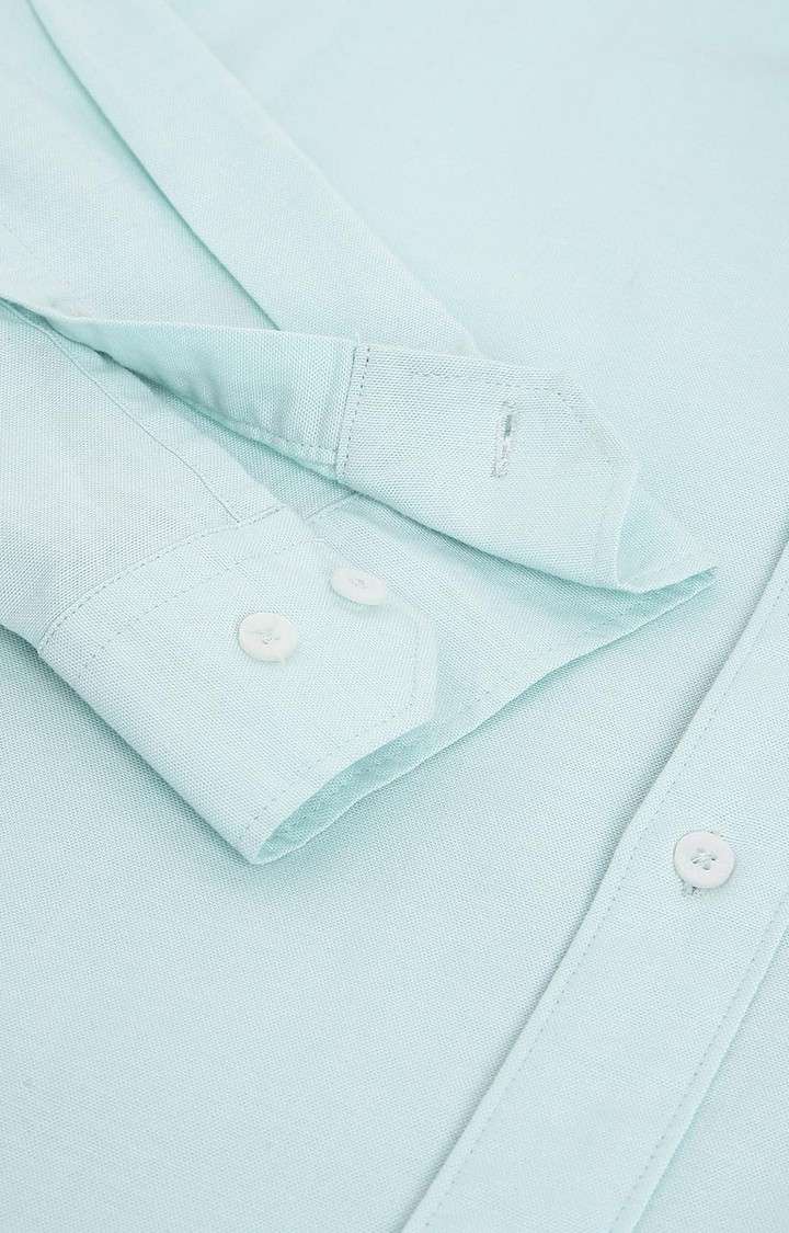 SUBTRACT-Men Pastel Green Slim Fit Button Down Collar Yarn Dyed Casual Oxford Shirt