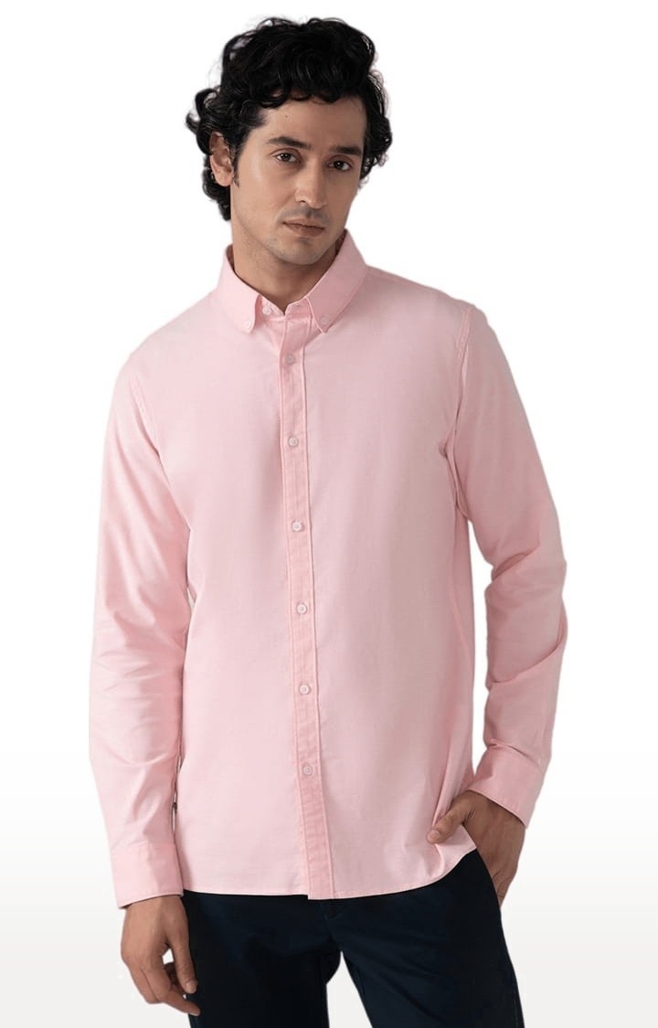 (SUBTRACT) | Men's Yarn Dyed Oxford Shirt in Salmon Pink Slim Fit