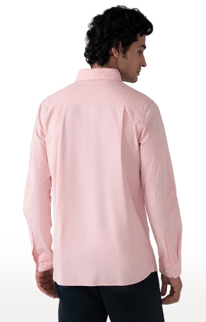 Men's Yarn Dyed Oxford Shirt in Salmon Pink Slim Fit