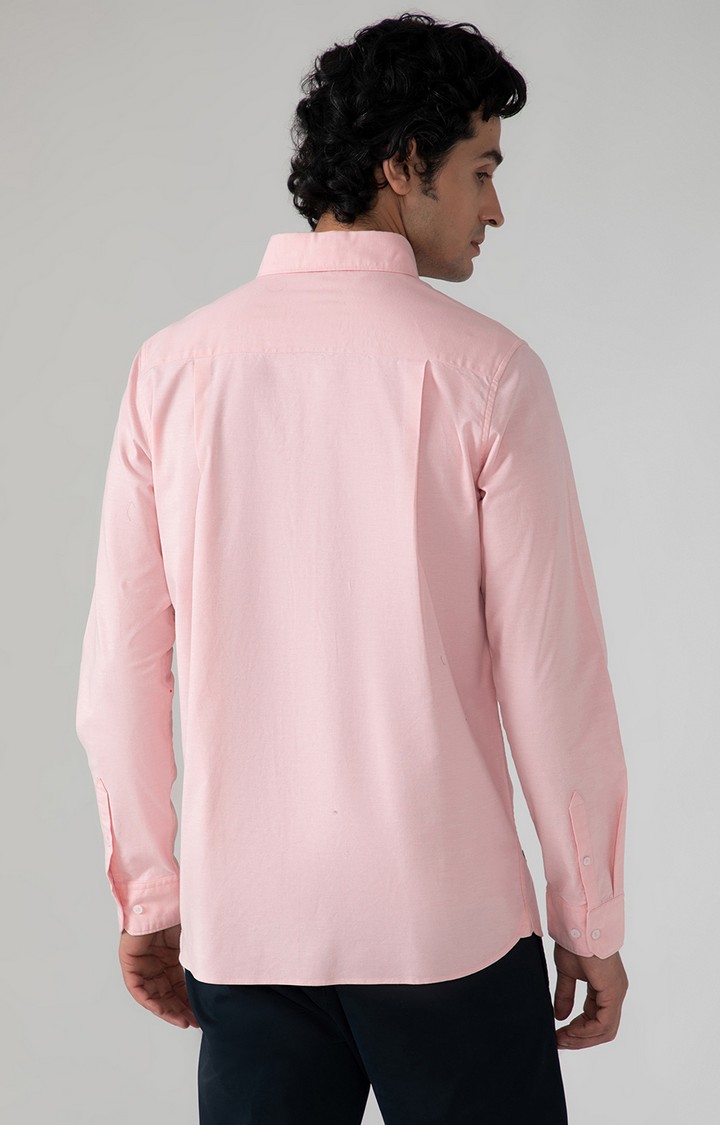 SUBTRACT-Yarn Dyed Oxford Shirt in Salmon Pink- Slim Fit