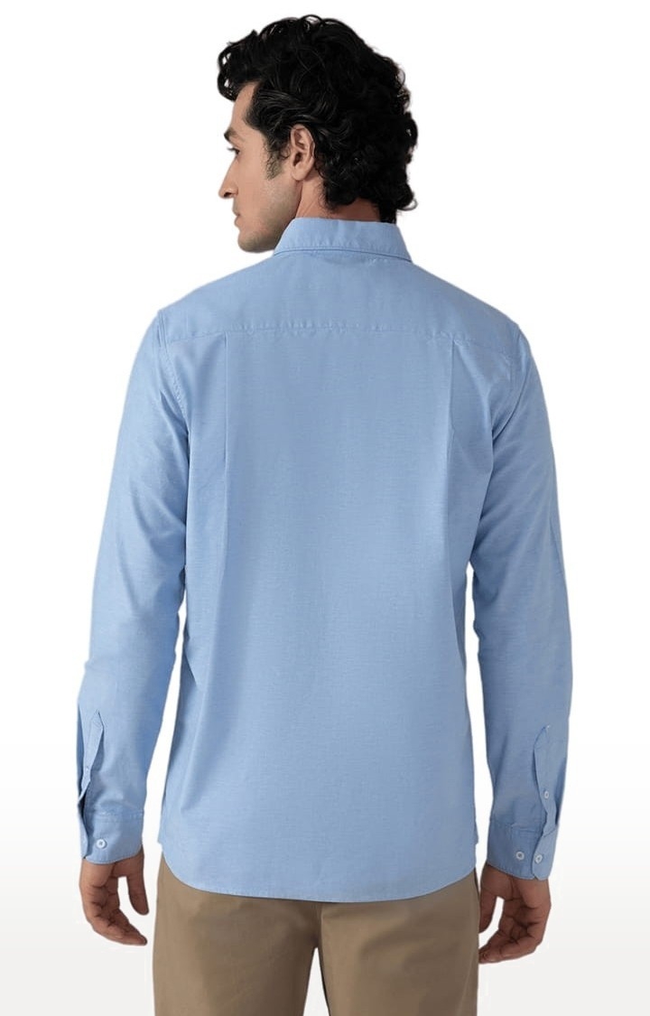 Men's Yarn Dyed Oxford Shirt in Sky Blue Slim Fit