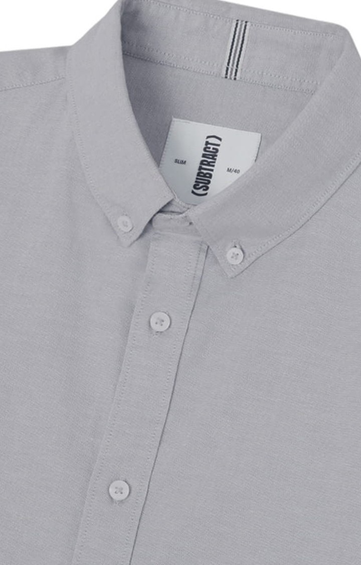 Men's Yarn Dyed Oxford Shirt in Light Grey Slim Fit