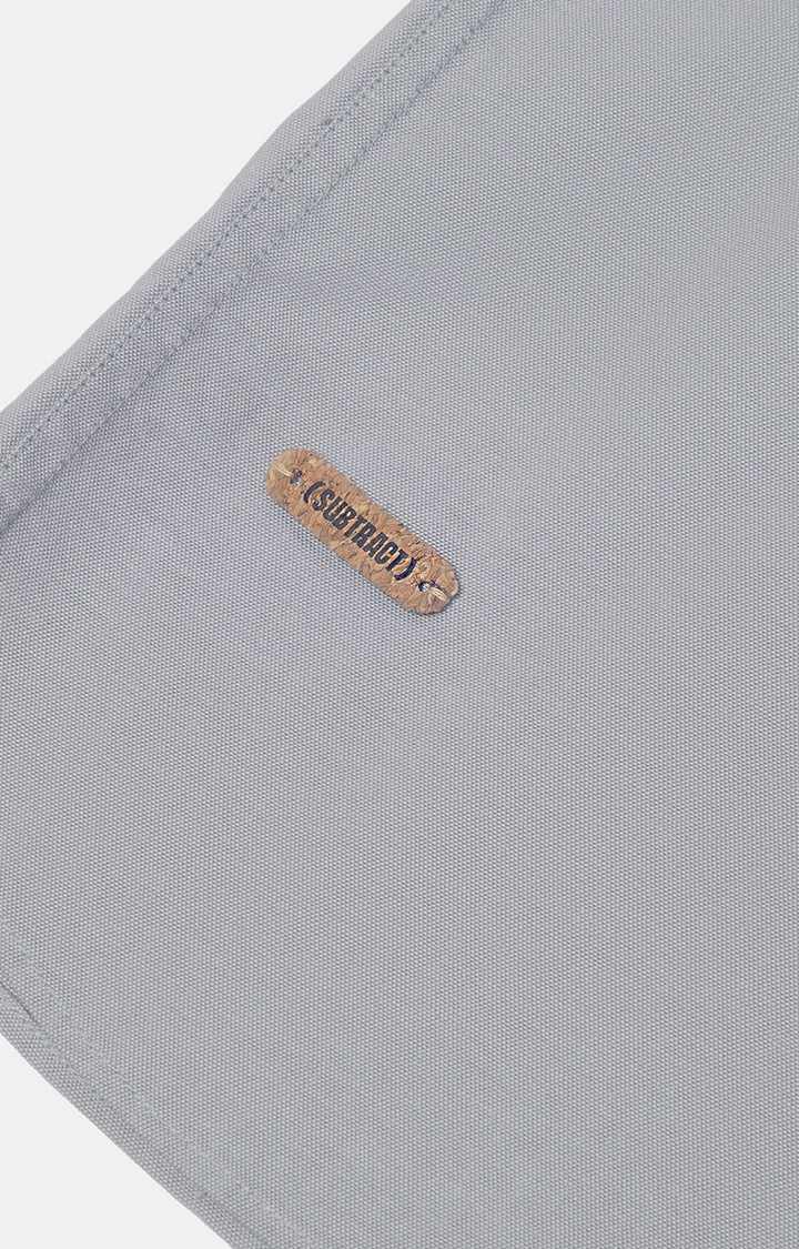 SUBTRACT-Yarn Dyed Oxford Shirt in Light Grey- Slim Fit