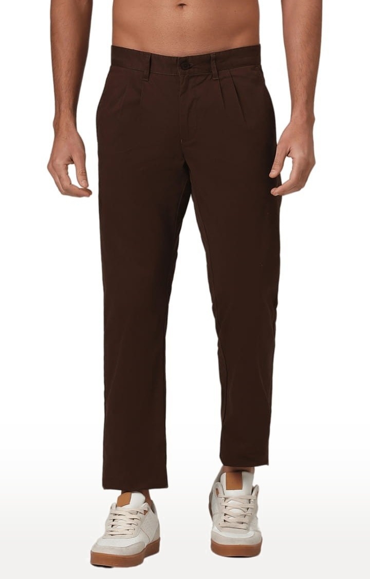 (SUBTRACT) | Men's Organic Cotton Stretch Trouser in Chocolate Brown Comfort Fit