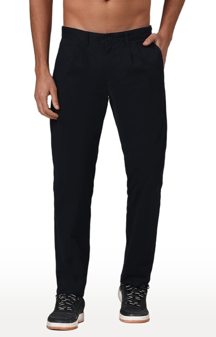 (SUBTRACT) | Men's Organic Cotton Stretch Trouser in Navy Blue Comfort Fit