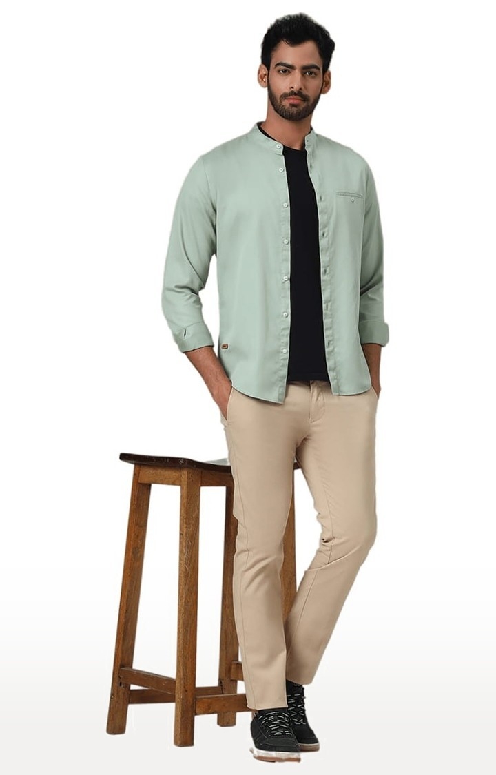 Men's Organic Cotton Stretch Trouser in Beige Slim Fit