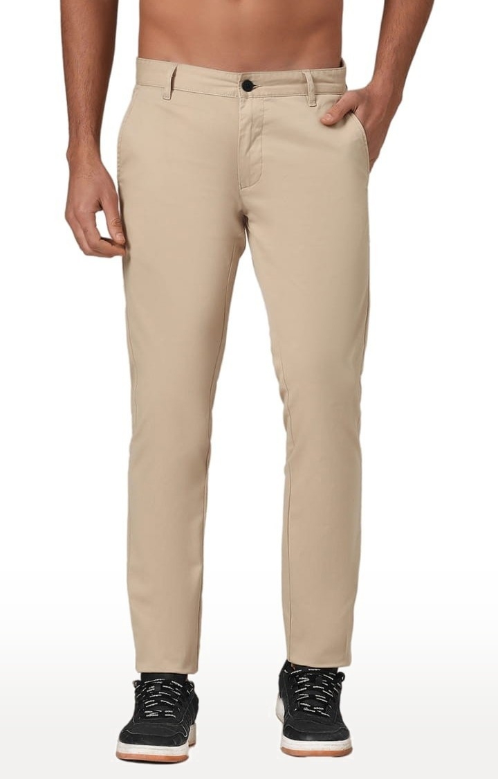 (SUBTRACT) | Men's Organic Cotton Stretch Trouser in Beige Slim Fit