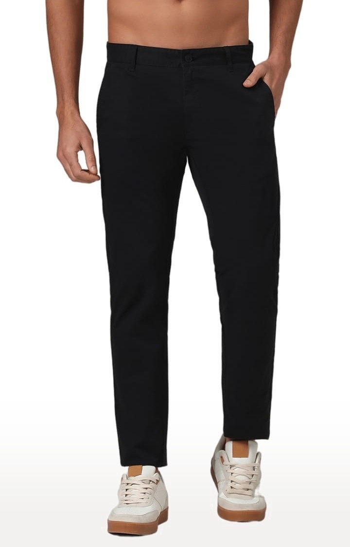 Men's Organic Cotton Stretch Trouser in Black Slim Fit