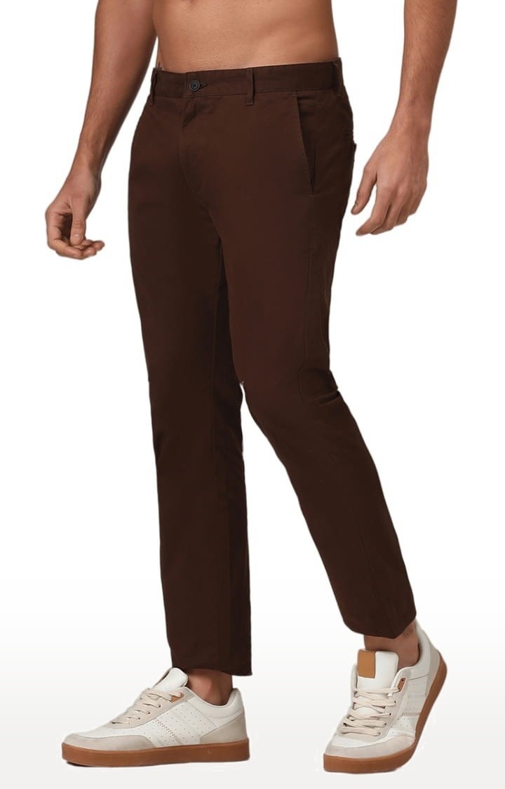 Men's Organic Cotton Stretch Trouser in Chocolate Brown Slim Fit