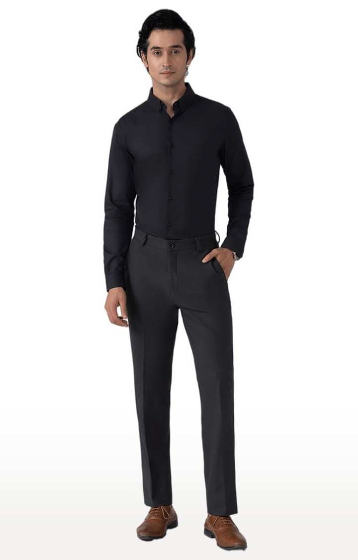 Men's Dobby Evening Shirt in Raven Black Slim Fit