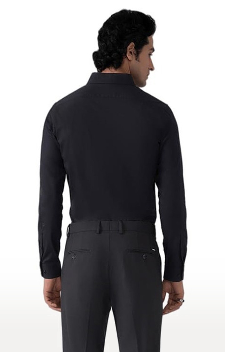 Men's Dobby Evening Shirt in Raven Black Slim Fit